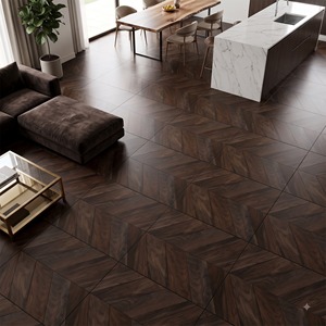 Azulejos de Porcelana Iroka Wenge de 600x600 mm, Aspecto de Madera, Color Marrón, para Interiores Residenciales y Comerciales - Product Image 4