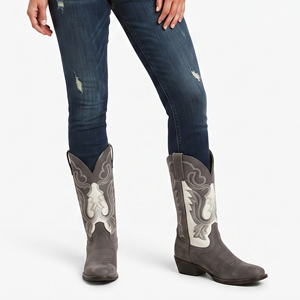 Botas Vaqueras de Cuero Bordadas para Mujer, Botas Vaqueras de Cuero con Logotipo Personalizado, Botines Vaqueros de Cuero Genuino de Alta Calidad - Product Image 4