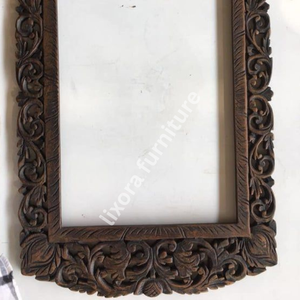 Luxury Handcrafted Solid Wood <b>Mirror</b> Frame Ornate Traditional Floral Vine Carving Dark Finish - Product Image 2
