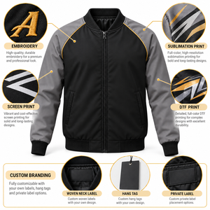 Chaqueta bomber de talla grande para hombre con bloques de color, estilo casual de otoño, con cuello alto y cremallera, a prueba de viento. - Product Image 5