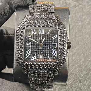Reloj de Diamantes Verdes para Hombre, Reloj de Cuarzo con Números Romanos, Estilo Hip Hop, Joyería con Incrustaciones, Reloj de Pulsera Cuadrado, Nuevo 2026 - Product Image 6