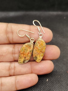 Adorables Pendientes Colgantes Hechos a Mano en Plata de Ley 925 con Piedra Preciosa de Jaspe Natural para Boda o Fiesta, Proveedor ODM OEM - Product Image 4