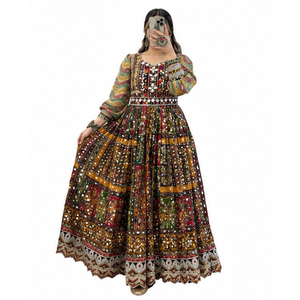Traditional Indian Pakistani Women's Floor Length Maxi Dress <b>Mirror</b> Work Embroidery Loose Fit Wedding Wear Afghan Kuchi Dress - Product Image 4