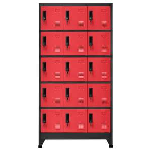 Armoires de rangement avec grands cadenas en acier anthracite et rouge - Product Image 2