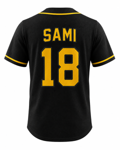 Camiseta Deportiva SAMI ENTERPRISES para Hombre, Negra, Estilo Béisbol, Manga Corta, con Botones, Malla Sublimada, Absorbe la Humedad - Product Image 3