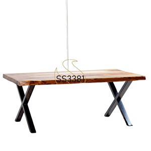 Mesa de comedor de diseño indio industrial de madera artesanal, muebles de sala de estar únicos para hoteles y hogares - Product Image 1