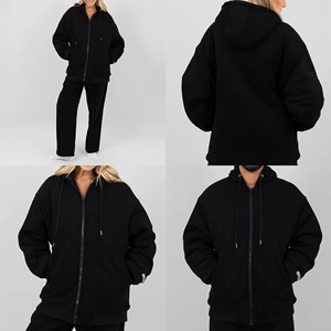 Conjunto de Sudadera con Capucha y Pantalones Deportivos Unisex con Cierre Completo, Lavado Ácido, Personalizables para Hombre y Mujer - Product Image 5