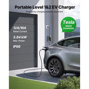 เครื่องชาร์จ1/2ในรถยนต์ไฟฟ้า16แอมป์แบบพกพารุ่น Tesla เครื่องชาร์จไฟในรถยนต์ไฟฟ้าขนาด25ฟุต120V-240V ไฟ LED แสดงสถานะ nacs - Product Image 2