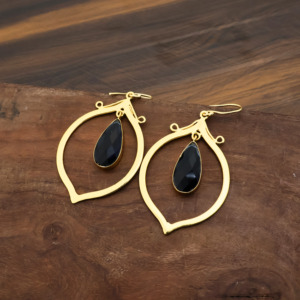 ต่างหูทรงหยดน้ำประดับอเมทิสต์ควอตซ์ชุบทอง 18k - Product Image 5