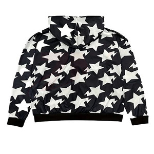 <b>Star</b> <b>Designs</b> Black White Color Custom Hoodies For Men's Polyester Fleece With Customized Logo Print Wholesale Stock - Product Image 2