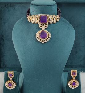 Ensemble collier et perles Polki Hydro en pierre doublette et moissanite de qualité supérieure, idéal pour les mariages, les soirées, les fiançailles, finition luxueuse. - Product Image 6