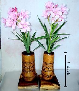 Florero de Bambú Natural Moderno, Estilo Art Deco, Soporte Floral de Madera Tallada, Redondo, de 4 a 6 Pulgadas de Diámetro, para Decoración del Hogar - Product Image 2