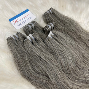Extensions de cheveux naturels gris, couleur naturelle, cheveux vietnamiens, tissage de qualité supérieure, couleurs gris clair et gris foncé, en promotion. - Product Image 5