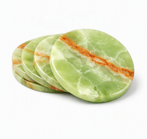 Natural Green Onyx Polished Pebble <b>Coaster</b> Stone Table Mat Round <b>Drink</b> <b>Coaster</b> for Hospitality Decor - Product Image 2