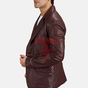 Blazer de Cuero Cruzado para Hombre, Estilo Moderno, Manga Larga, Cuello Clásico, Transpirable, Estilo Americano, Formal - Product Image 4