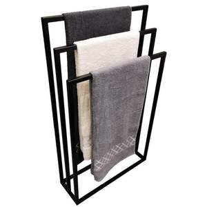 Porte-serviettes double à 2 niveaux, autoportant, en métal, de style simple, pour salle de bain d'hôtel - Product Image 5