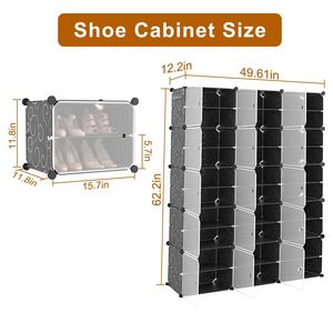 Scarpiera a 10 livelli e 3 file, autoportante, in plastica, con ante trasparenti, impilabile, scaffale e armadietto porta scarpe - Product Image 4