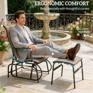 Sedia a dondolo marrone per terrazza, giardino, cortile, sedia lounge - Product Image 3