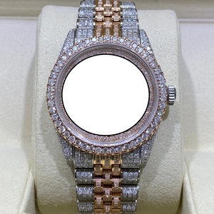 Montre de luxe pour homme en acier inoxydable avec moissanite, pavée de diamants, ton argent, fermoir déployant, bracelet de haute qualité et tendance - Product Image 1