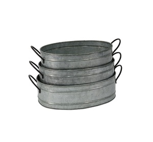 Oval Metal Planter <b>Container</b> With Handles For Garden Flower Green Plant Decorative Use Powder Coated Finish - Product Image 4