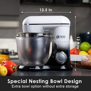 Robot pâtissier, 5QT + 4.5QT, deux bols, mélangeur électrique léger pour usage quotidien avec fouet à œufs et crochet pétrisseur - Product Image 3