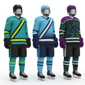 Conjunto de Uniforme de Hockey sobre Hielo Unisex de Primera Calidad, Jersey y Pantalones Cortos Personalizados, Impresión de Nombre de Equipo OEM, Logotipo Personalizado, Transpirable 100% - Product Image 6