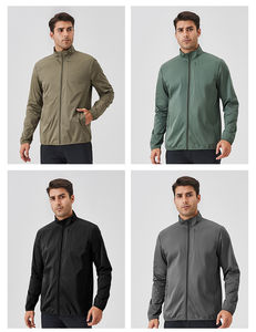 Veste coupe-vent de sport pour homme, manches longues, demi-zip, coupe-vent respirant, camouflage, course à pied, fitness - Product Image 3