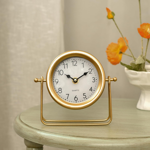 Elegant Brass Tabletop <b>Clock</b> with Glass Cover Vintage Desktop Timepiece Classic Home Office Decoration - Product Image 5