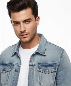Veste en jean pour hommes, coupe personnalisée, avec logo, style vintage, fabrication OEM en gros - Product Image 2