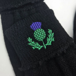 Top Selling Highland Scottish Traditional Thistle Design Black Kilt Hose Outfit <b>Socks</b> - Adult Size - Product Image 4