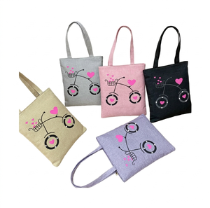 Sac à bandoulière pliable en toile de lin à motif lettres (plus de 50 cm), design tendance, imperméable, avec corde, pour femmes, étudiantes, shopping - Product Image 1