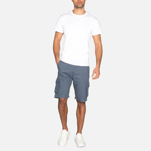 Men Cargo Shorts Solid Color Mid Waist Cotton Casual Bermuda Shorts With Side Pockets Button Fly - Product Image 4