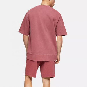 Conjunto de camiseta y pantalones cortos de algodón para hombre, estilo acid wash, ropa de verano, 2 piezas. - Product Image 2