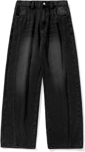 Jean bleu clair pour homme grande taille, coupe ample, jambe large, en denim, style décontracté streetwear - Product Image 6