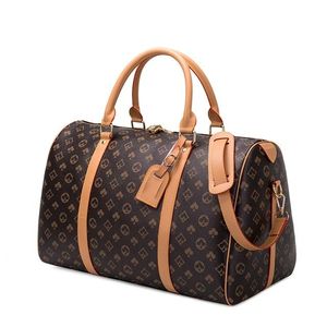 Leather Weekender Duffle Bag With Shoe Compartment Zipper Closure <b>Soft</b> Handle Unisex Travel 36-55L Capacity - Product Image 2