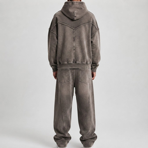 Servicio OEM, Conjuntos Deportivos para Hombre, Estampados, Casuales, de Invierno, Tallas Grandes, Venta al Por Mayor, Último Diseño, 2 Piezas, Lavado Ácido - Product Image 2