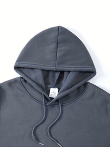 Sudadera con capucha para hombre, color sólido, 100% poliéster, tejido de felpa francesa, informal, para otoño, hecho en China - Product Image 1
