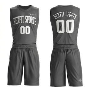 Maillot de basket-ball pour homme Rexfit Sports personnalisé, respirant, personnalisé avec nom, numéro, logo d'équipe, ensemble d'uniformes de football - Product Image 2