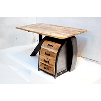 Escritorio de Oficina Ejecutivo de Estilo Urbano Moderno, Convertible, Diseño Industrial, Madera Maciza, Cajón, Detalles Metálicos para Uso Doméstico
