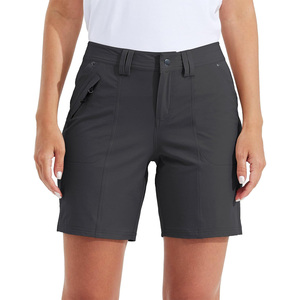 Shorts de sport et de golf pour femmes, taille basse, couleur unie, séchage rapide, respirant, écologique, 100% coton, avec poches et fermeture boutonnée - Product Image 1