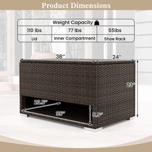 Contenitore portaoggetti in rattan PE con rivestimento impermeabile per cuscini da patio - Product Image 4
