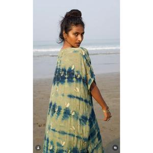Boho Solid Floral Print V-neck Maxi <b>Dress</b> Sleeveless <b>Loose</b> Fit Hand Embroidery Knitted Autumn Casual <b>Dress</b> - Product Image 2