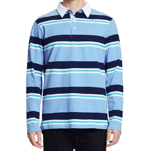 Polo de Manga Larga Personalizado con Efecto Evaporante, Cuello Clásico Acanalado a Rayas, Jersey de Rugby para Hombre con Estampado Digital - Product Image 1