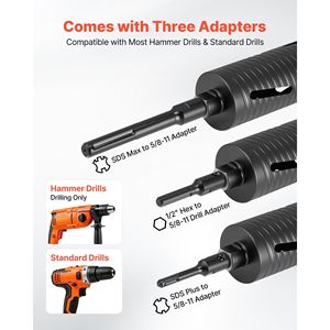 Punte da trapano da 3 pollici di diametro e 9-1/2 pollici di profondità per muratura e cemento - Product Image 3