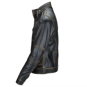 Blouson Bomber Classique en Cuir Véritable 100% avec Capuche, Grande Taille, Vintage, Imperméable, Vêtement de Moto pour Hommes - Product Image 2