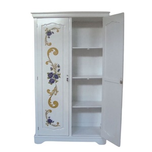 Armario infantil pintado en blanco para niñas, armario infantil de madera, juego de dormitorio infantil pintado a mano con flores para habitación de mujer - Product Image 3