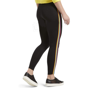 High Waist Ribbed Yoga <b>Leggings</b> With Pockets Full Length Solid Color Spandex <b>Nylon</b> Seamless Four-Way Stretch Pants - Product Image 5