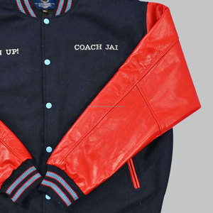 Vente en gros de veste universitaire d'hiver pour hommes broderie personnalisée en laine et cuir Streetwear avec col montant enduit traitement - Product Image 5