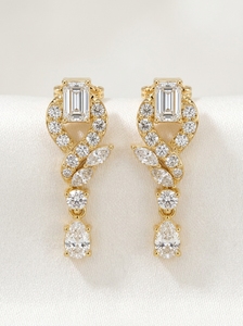 Pendientes de Diamantes Sintéticos de Platino Cultivados en Laboratorio, Corte Brillante, Color E, Certificados por Aigs, Joyería de Lujo Unisex para Regalo de Boda o Fiesta - Product Image 6