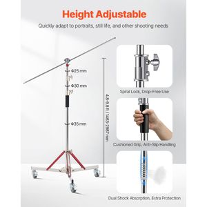Supporto per treppiede per illuminazione fotografica resistente da 4,5 piedi/320cm con ruote altezza Max 10, 5 piedi/320cm - Product Image 3